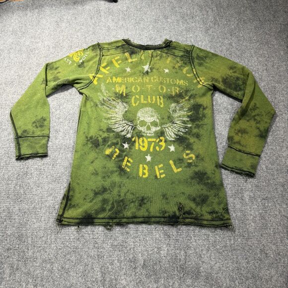 Affliction Other - Affliction Shirt Mens Large Green Skull Biker Reversable Thermal Y2K Goth Grunge
